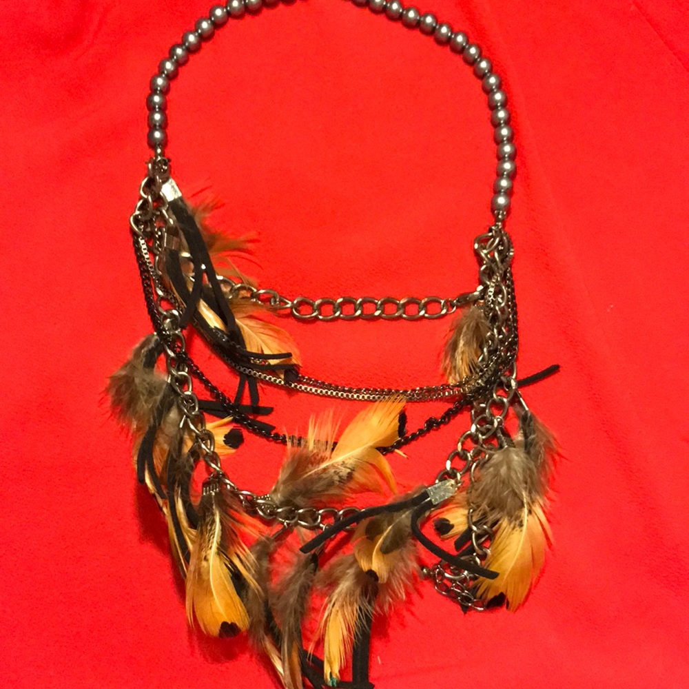 BCBG feather necklace
